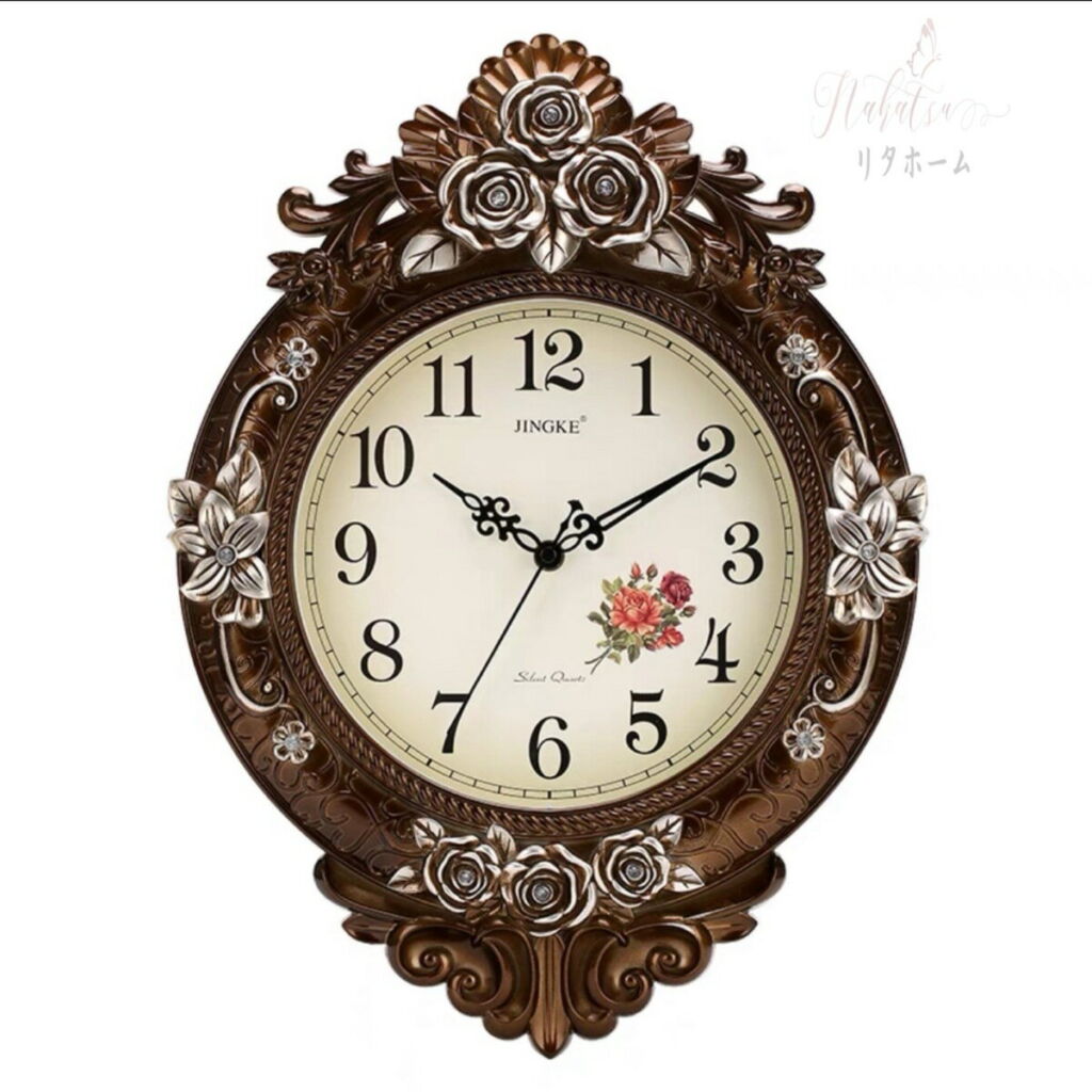 A001940掛けクロック 壁掛け時計 かけ時計 .花柄姫系雑貨