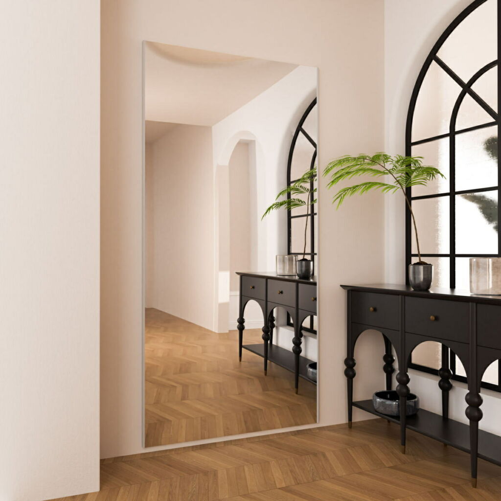 ウォールミラー 立てかけ 120×190cm 軽くて割れないミラー ( 全身 鏡 壁掛け 立て掛け ミラー 軽い 割れない 軽量 大型 防災 安心 フィットネス スタジオ ジム フォームチェック シンプル )