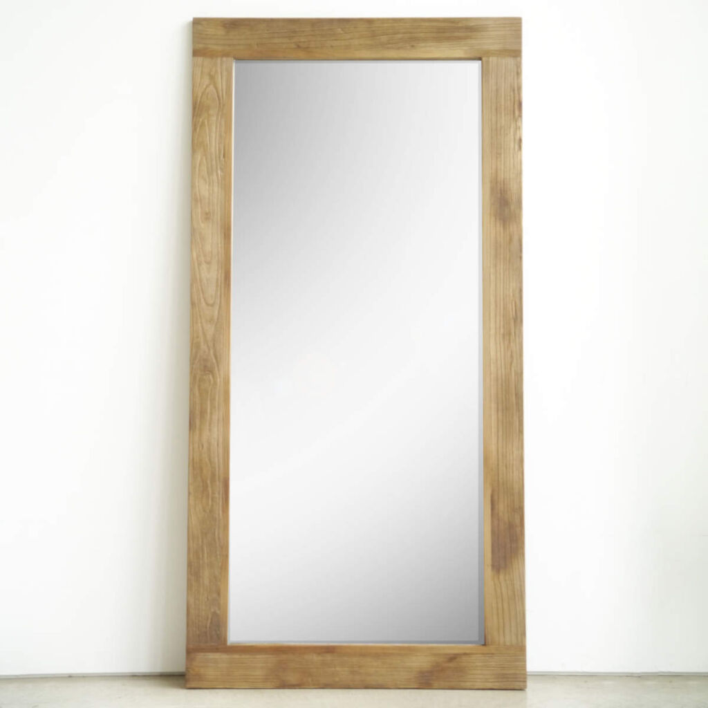 スタンドミラー 天然木 全身 木枠 90x180cm ( 開梱設置 大きめ 大きい ミラー 鏡 かがみ 立てかけ 立掛け 木製 フレーム 玄関 リビング クローゼット 古材 アンティーク風 )【3980円以上送料無料】