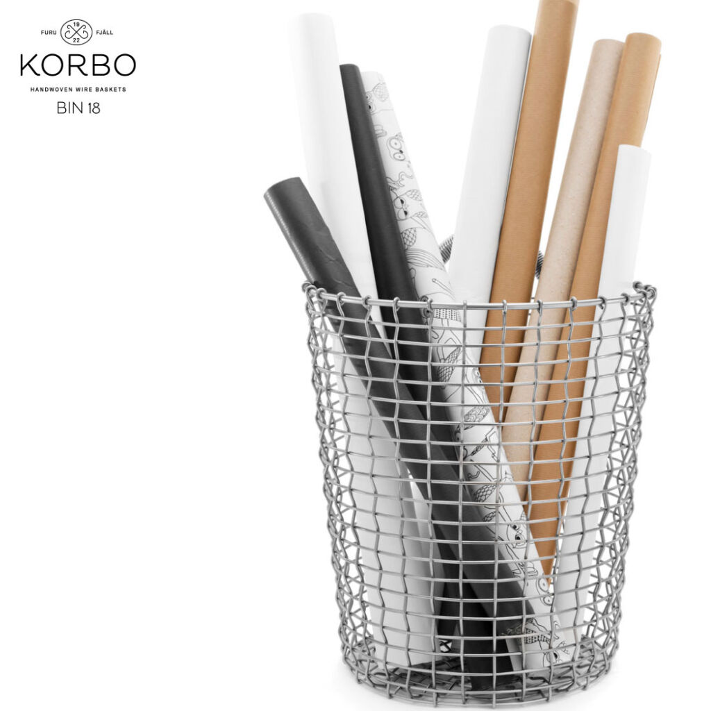 【店舗クーポン発行中】KORBO/コルボ BIN18/ワイヤーバスケット手織り/スウェーデン/北欧/カゴ/ステンレス日本正規代理店品