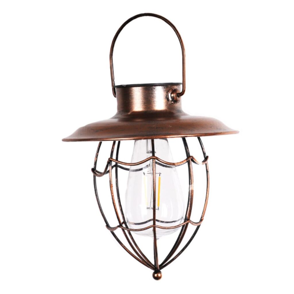 1 PC 芝生ランプ ランタン 装飾ハンギングランプ LED ヤードライト ガーデンソーラーライト ハンギングソーラーライト ウォールランプ 屋外 屋外 ソーラーライト 中庭ライト 錬鉄製電球/711