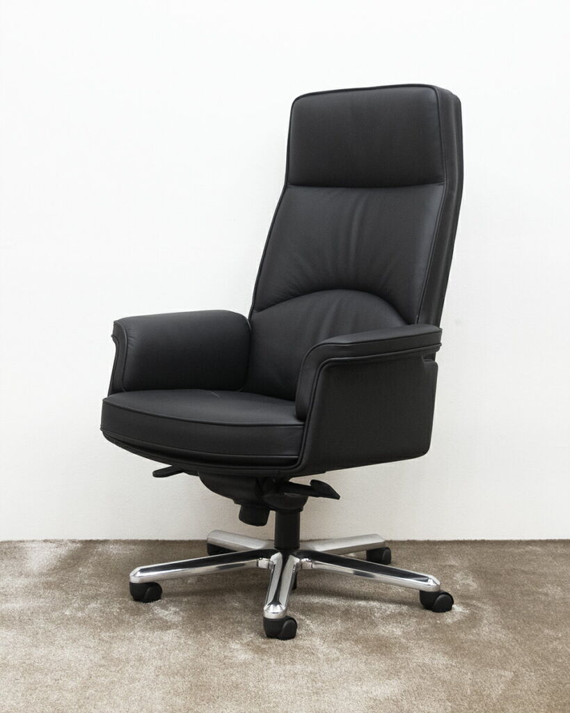 【新古品】 【モデルルーム展示品】 天童木工 [ワーキングチェア] W690 回転式 アームチェア ブラック 役員用家具 役員椅子 役員机 【W1114-04】