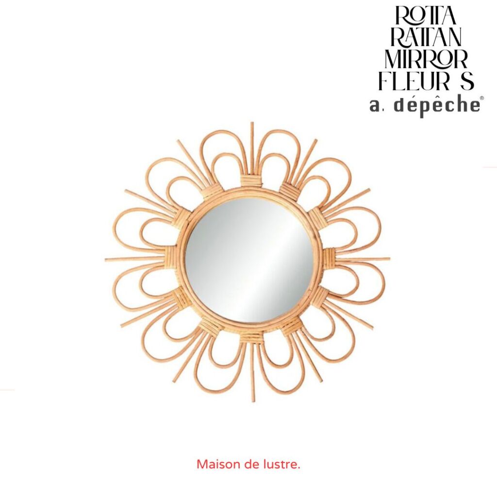【送料無料】ロッタ ラタン ミラー ソレイル Sサイズ 壁掛けミラー rotta rattan mirror soleil S 太陽 瞳 目 ナチュラル感溢れる、アデペシュ