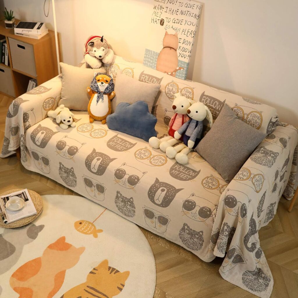タペストリー 北欧風 動物柄 ソファカバー マルチカバー 3人掛け 肘付き 洗濯可 おしゃれ かわいい カラー 200*380cm 防塵 汚れ防止 毛布 家具カバー ブランケット ベッドカバー 長方形