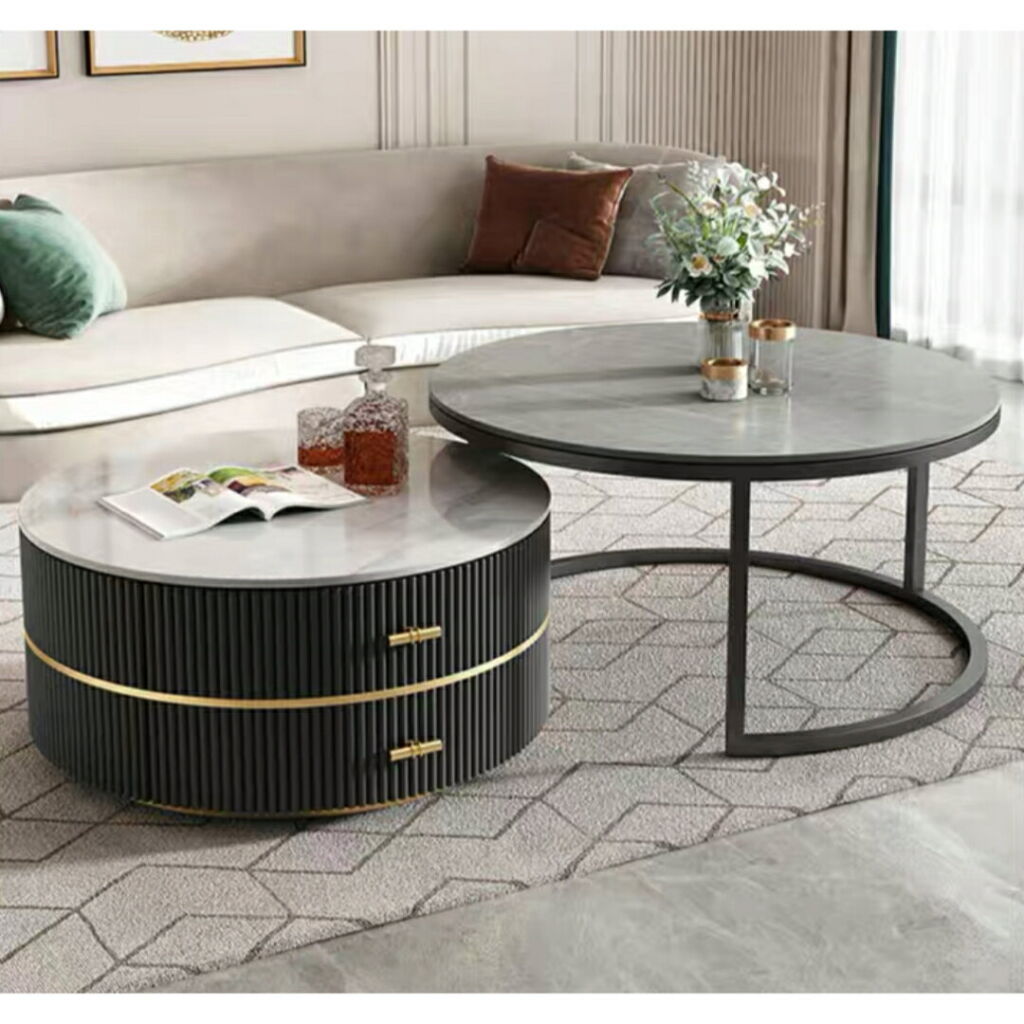 A037600岩板サイドテーブル2点セット コンソールテーブル ローテーブル リビングテーブル