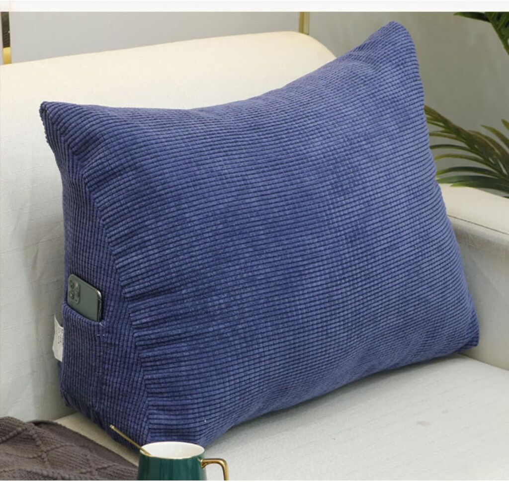 枕 背もたれクッション 読書枕 三角クッション 無地 ゲームクッション 背中クッション テレビまくら ベッドウエッジ ディープブルー 読書用 なだらか枕 40*15*30cm なだらか 映画鑑賞 ごろ