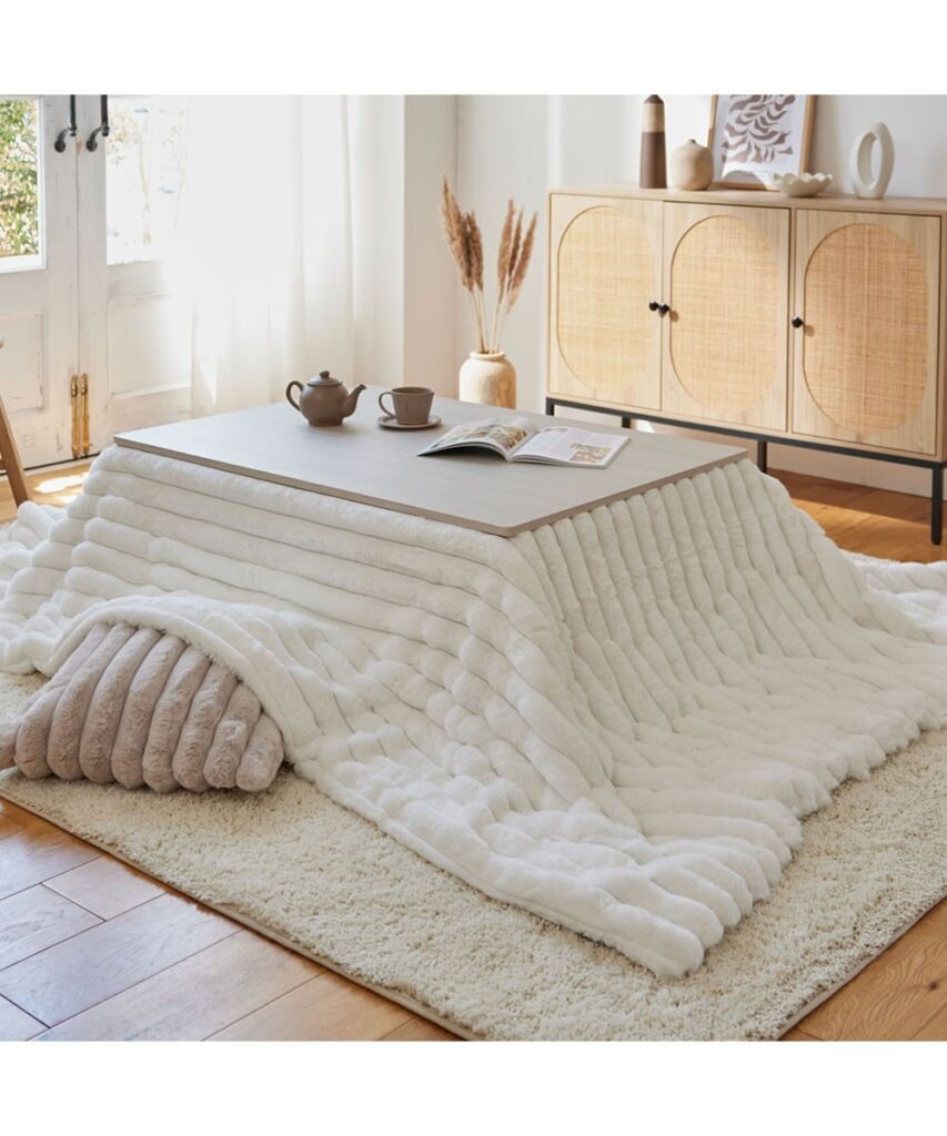 モコモコこたつ掛け布団 ストライプ ラビットファー調(furry doudou./ファーリードゥドゥ)