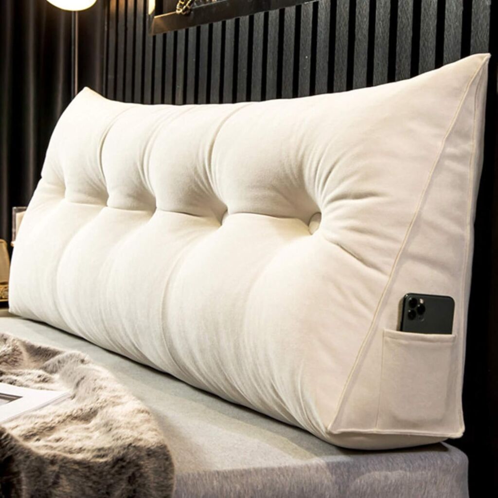 三角 形 くさび ベッドサイド クッション 取り外し 可能 ベッド 背もたれ ヘッドボード ホワイト 強化 サポート 枕 位置 読んで 200*20*50cm 畳 枕 ベッド用 ソファ 80*50*2