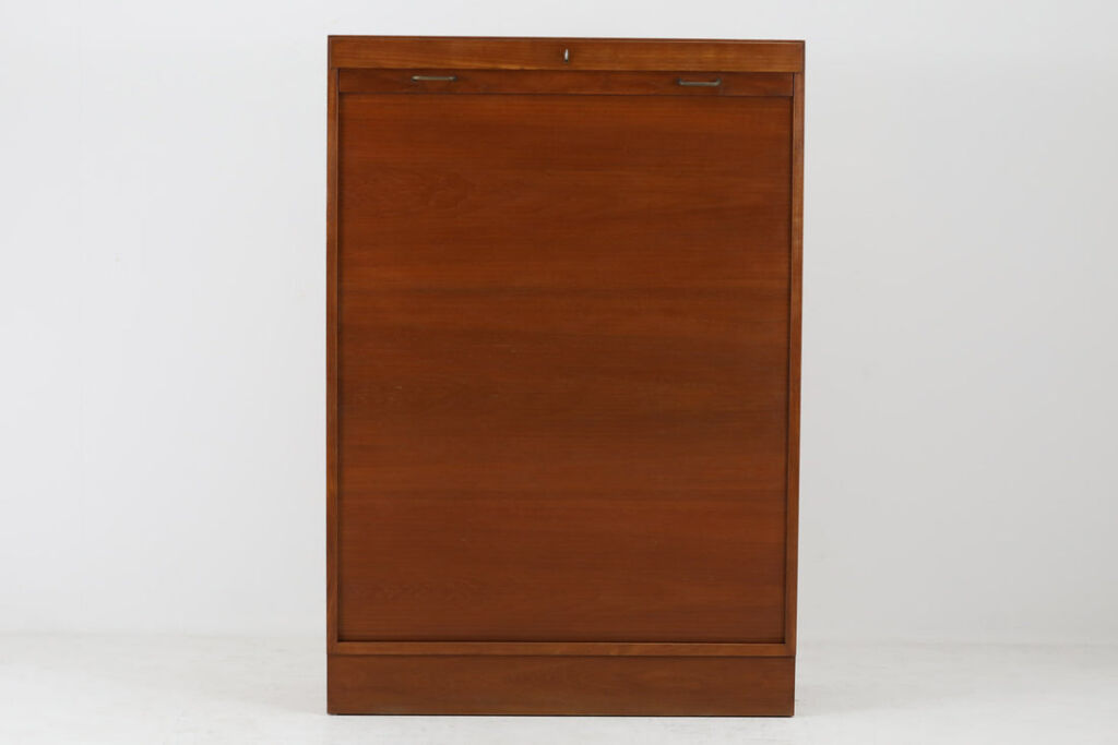 デンマーク製　蛇腹式キャビネット　チーク材　鍵付き　北欧家具ビンテージ/DK11250