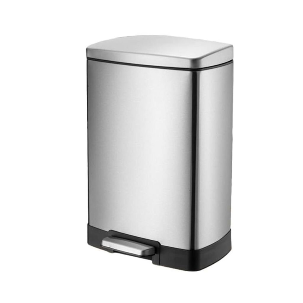 ゴミ箱 ふた付き 12L ダストボックス 角型 ペダル式 ごみ箱 スリム 音無し おしゃれ 抗菌 密閉 消臭 トイレ 浴室 キッチン 部屋 リビングルーム オフィス用 スチール シルバー