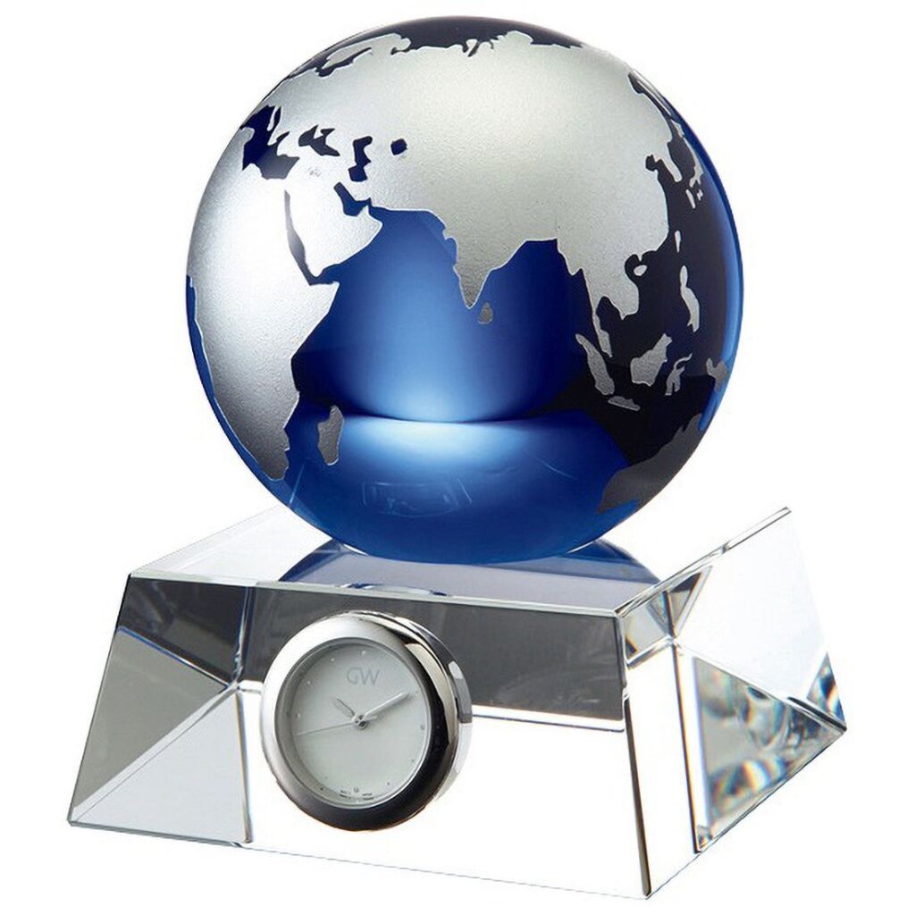 NARUMI 【公式】グラスワークス ブルーアース デスククロック(M)11cm ナルミ インテリア・生活雑貨 時計 ブルー【送料無料】