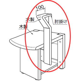 木製 玄関用椅子 オプション品 肘(ヒジ)掛けのみ