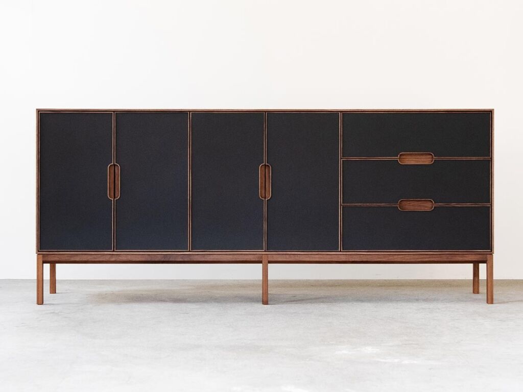 LAF Cabinet 4doors   3drawers / ラフ キャビネット  4ドア   3ドロワー 幅200cm（再生レザー面 / 木脚）