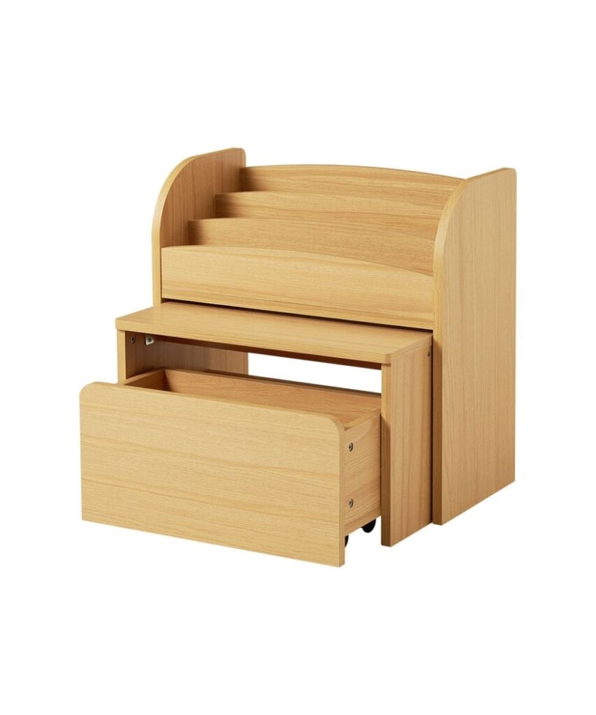 表紙が見えて選びやすい絵本ラック3点セット（ラック・デスク・ワゴン）