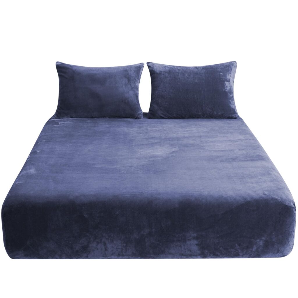 【暖かさ 3℃】ボックスシーツ ダブル 【CICA保湿冬用】 ベッドシーツ 極細マイクロファイバー 厚手 暖かい マットレスカバー 敷ふとん兼用 あったか 抗菌防臭防ダニ 静電気防止 極暖 洗える 140x200cm ネイビー