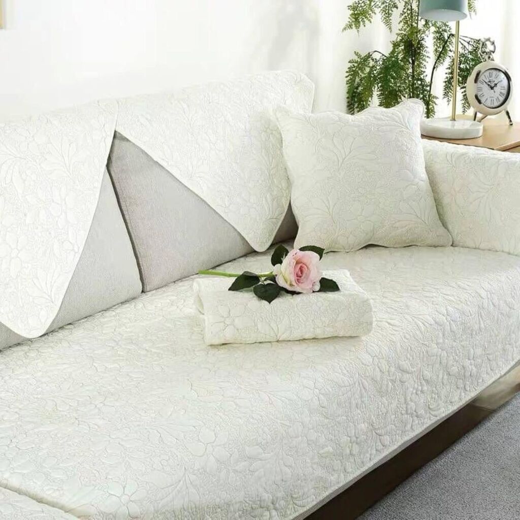 田園風 ソファカバー ソファーシーツ 綿100% カラー 長方形 大きい マルチカバー 両面使える おしゃれ 北欧風 70*180cm 夏用 デスク用 キルティング保護 寝椅子 室内マット 敷パッド