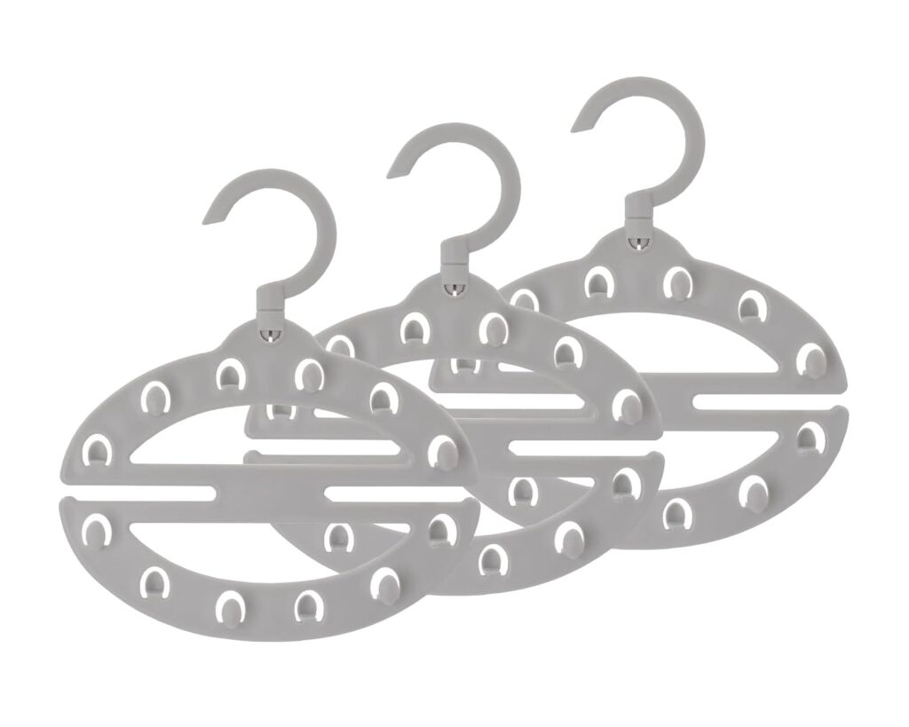 シンコハンガー ベルトハンガー 衣類ハンガー ベルト14本収納 バックルベルト2本収納 回転フック おしゃれ 日本製 グレー 3本セット