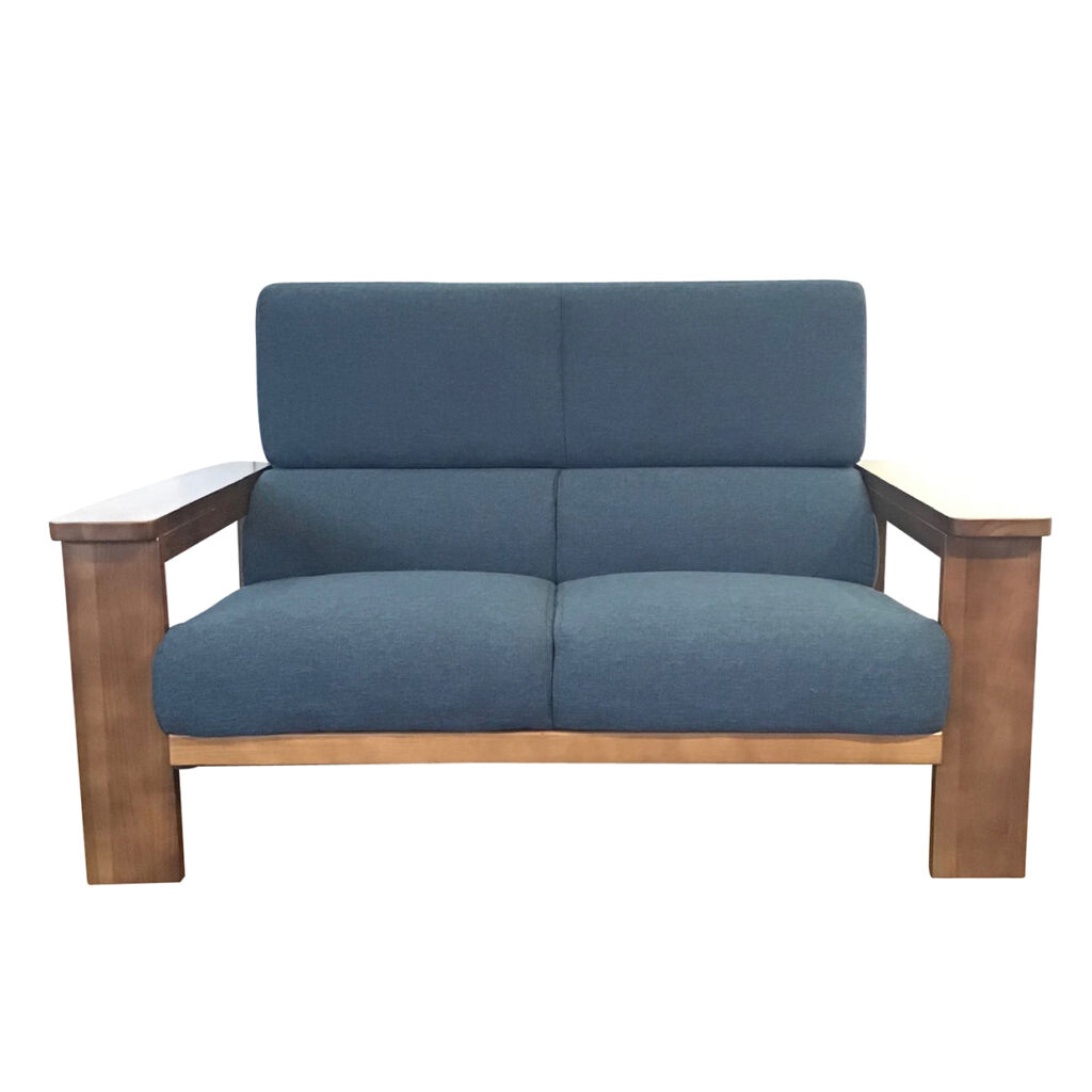 【アウトレット】ソファNC779 2人掛け【送料・開梱設置無料】ブルー/ウォールナット