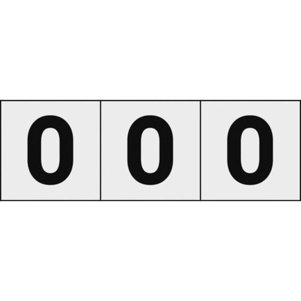 TRUSCO 数字ステッカー 30×30 「0」 透明地/黒文字 3枚入 1組 (TSN30ZRTM)