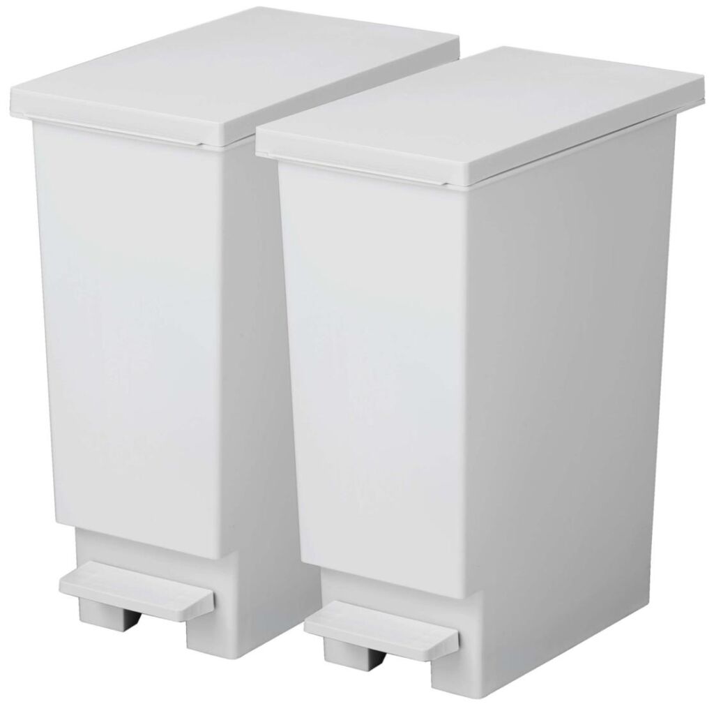 新輝合成 トンボ ネオカラー ゴミ箱 スリム 軽いペダルでサッと開く 20リットル 2個セット ホワイトグレー 幅20×奥行35.5×高さ45cm 蓋付き 分別 日本製