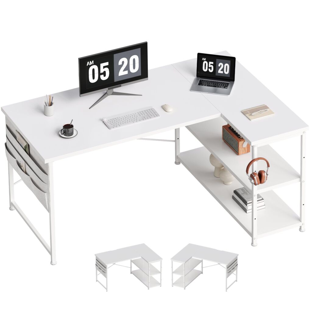 【クーポンで10%OFF?】【送料無料】YeTom l字デスク 机 pcデスク ゲーミングデスク 右棚左棚 幅107cm 学習机 ゲーミングテーブル パソ