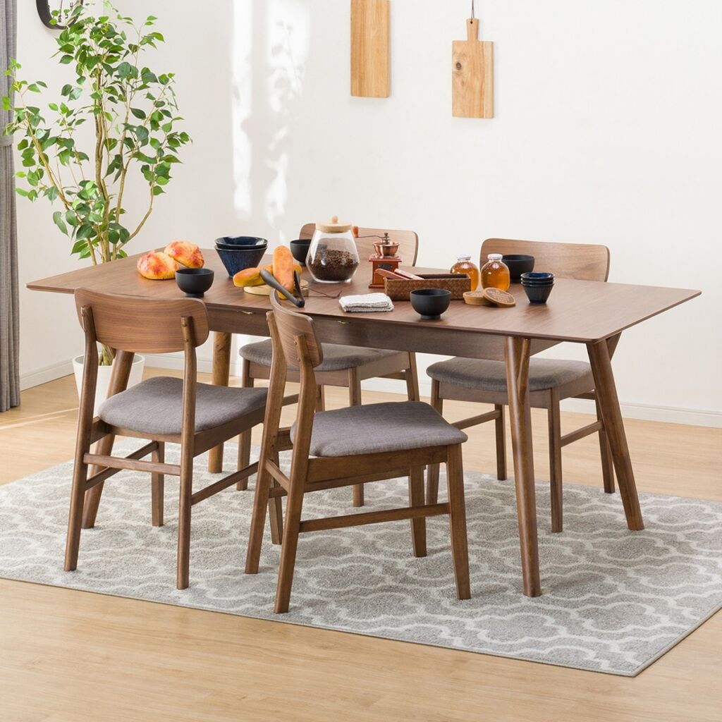 [幅150cm] ダイニングテーブルセット5点セット (DTフィルンOC2 伸長150 MBR/DCフィルンOC2 MBR) 【配送員設置商品】 【5年保証】 ニトリ