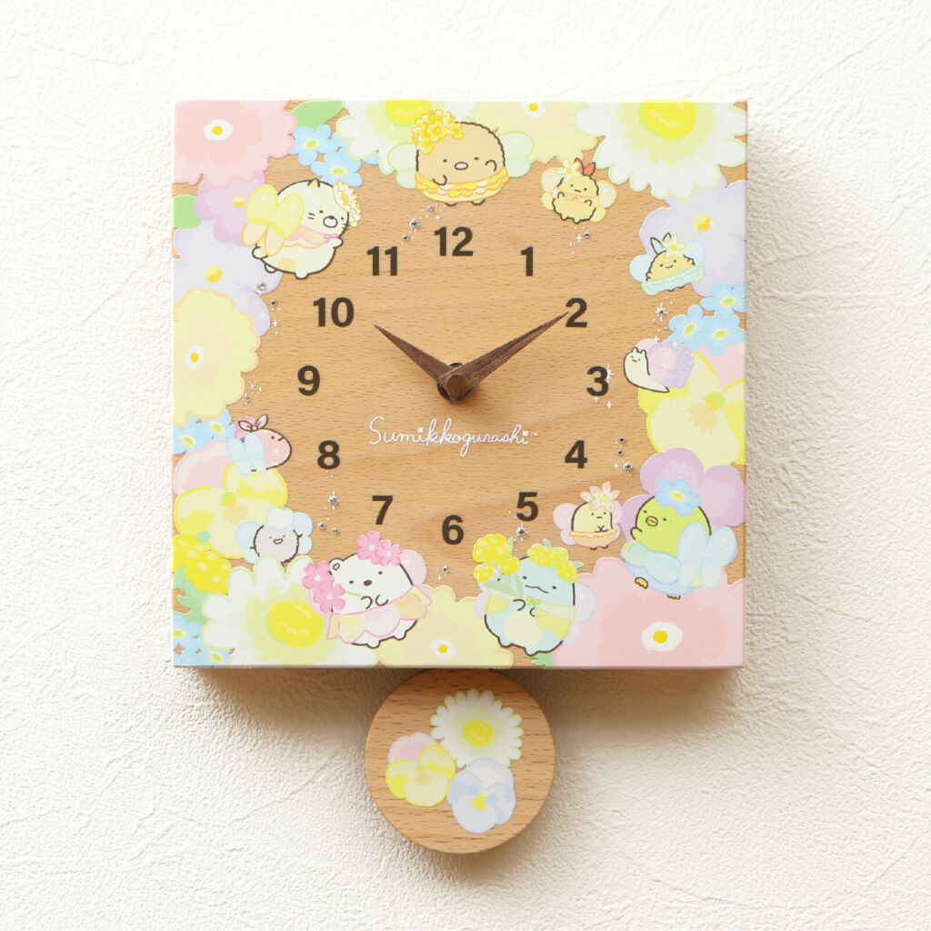 すみっコぐらし sumikkogurashi sumikko すみっコ 木の時計 置き時計 掛け時計 お祝い プレゼント ギフト キャラクター かわいい おしゃれ 【sumikkogurashi SQ300SG お花のようせい】