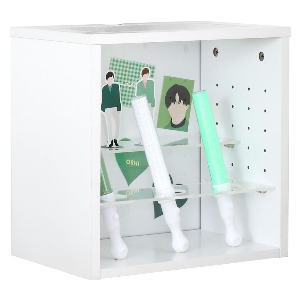不二貿易 推し活ボックス カ ラーボックス 1段 幅36.6×奥行25×高さ36.6cm ホワイト 推し活 収納 キューブボックス ペンライトスタンド うちわ収納 19240