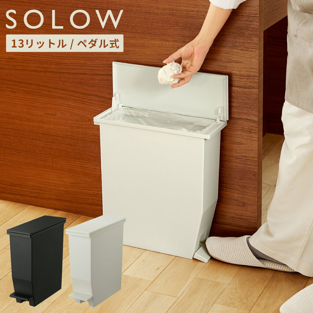 SOLOW ソロウ ペダルオープンツイン 13 ゴミ箱 13リットル おしゃれ ごみ箱 ふた付き カップボード下 棚下 カウンター下 キッチン 分別 リビング コンパクト シンプル 抗菌 防汚 リス株式会社 宅配便指定