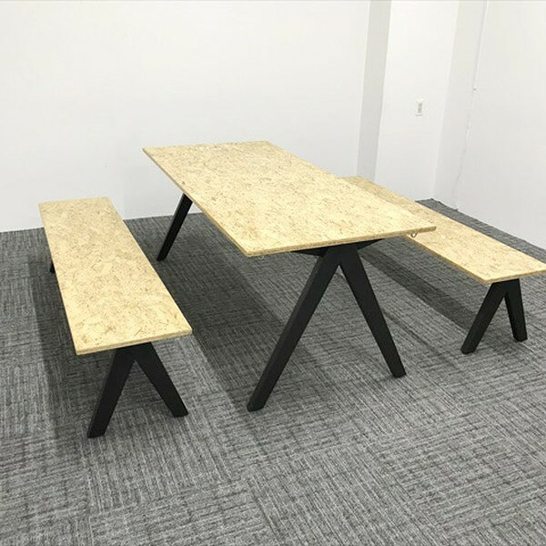 【中古】 コクヨ ミーティングテーブル ベンチ 3点セット 完成品 カフェテーブル 木目調ブラウン □