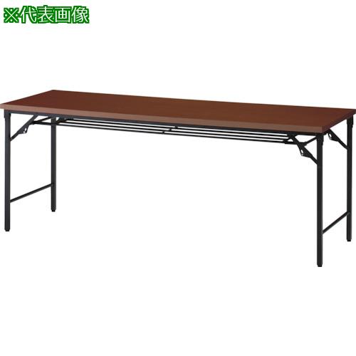 ■TRUSCO 折りたたみ会議テーブル 1500X450XH700 棚板付 ウォールナット〔品番:TSTT1545WN〕【2555348:0】[直送DS][店頭受取不可]