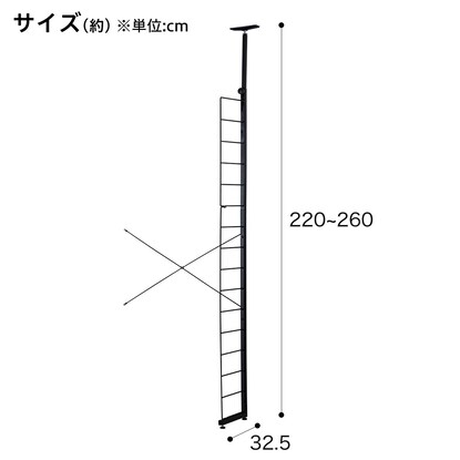 突っ張りワイヤーシェルフNポルダ2連セット(幅160cm ミドルブラウン) [5]