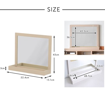 デスクや玄関に便利な大型卓上ミラー（アイボリー） [2]
