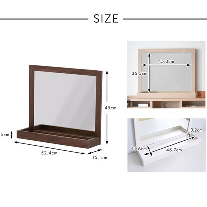 デスクや玄関に便利な大型卓上ミラー（ブラウン） [2]