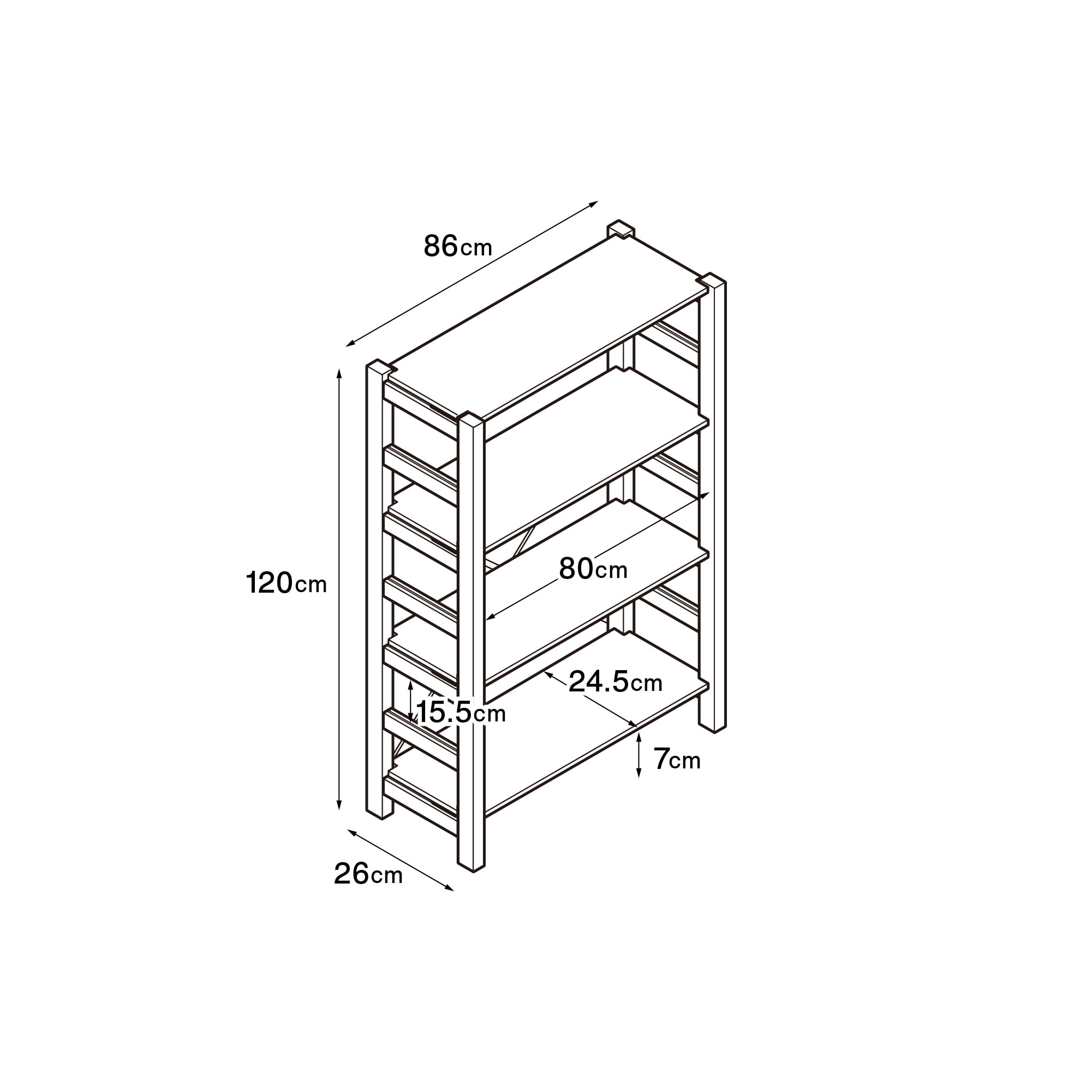 パイン材ユニットシェルフ奥行25cmタイプ・86cm幅・中 [4]