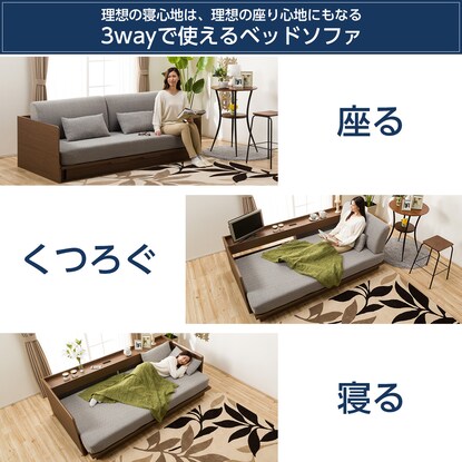 3Way ベッドソファ(B1-USB GY/MBR） [3]