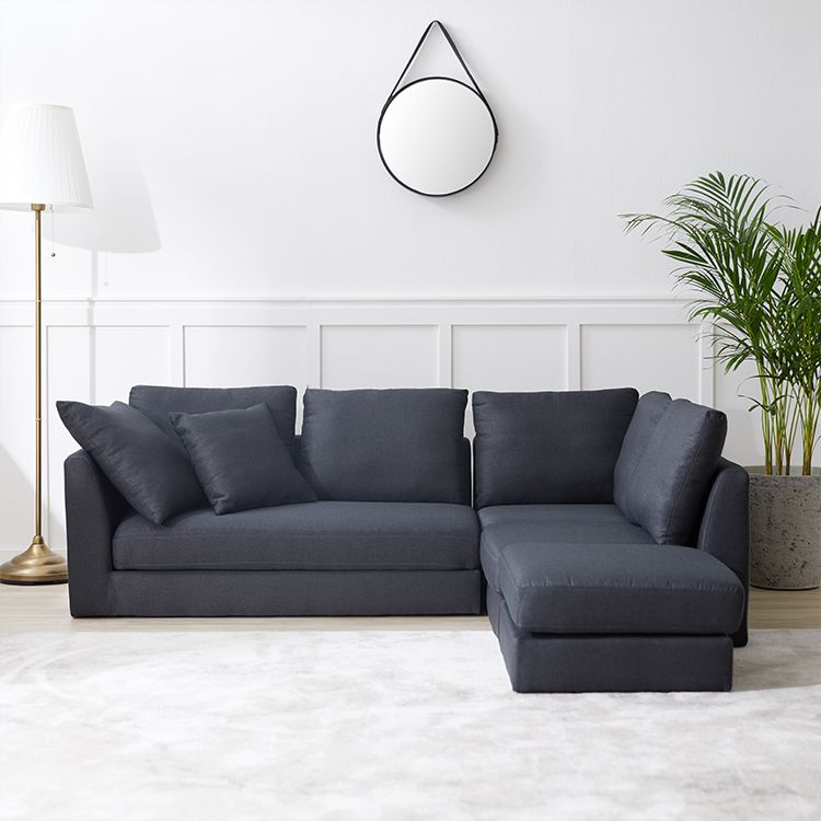 [幅239] ソファ 4人掛けカウチソファ オットマン付 ファブリック 組み換え自由 [4]