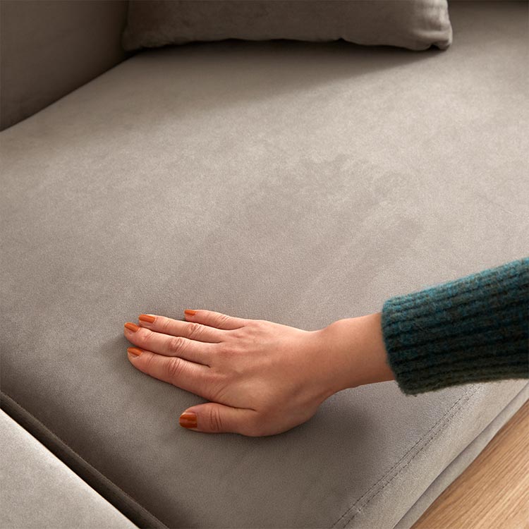 コンパクトサイズのカウチソファ ベルベット調 [3]