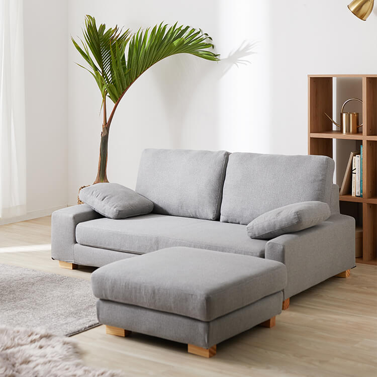 [幅150] 2人掛け カウチソファ 全面カバーリング クッション付き [2]