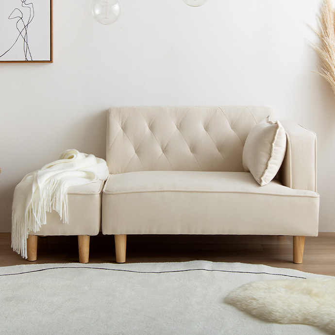 【幅135cm】Emilia オットマン付き2人掛けソファ [4]