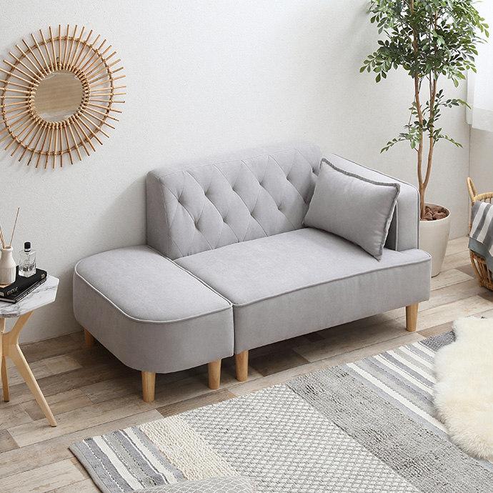 【幅135cm】Emilia オットマン付き2人掛けソファ [5]