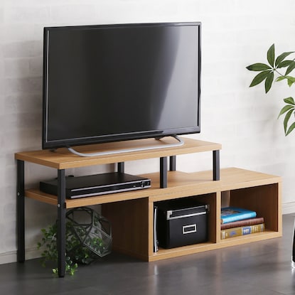 ヴィンテージテイストの伸長式テレビ台(ローボード75-135cm NA） [2]
