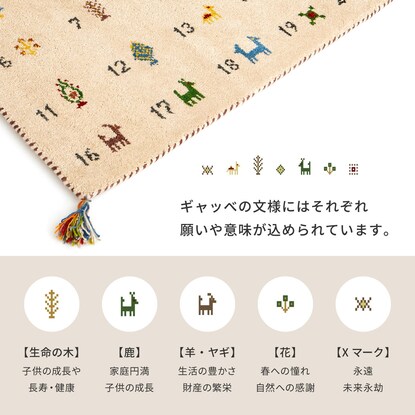 キッチンマット(ギャベ40×120 ヌメロ 厚み2cm)　ＩＶ [4]