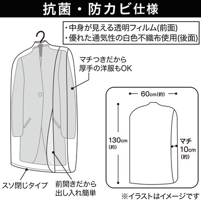 コート・ワンピース用防虫衣類カバー(ロングサイズ 5枚入り) [2]