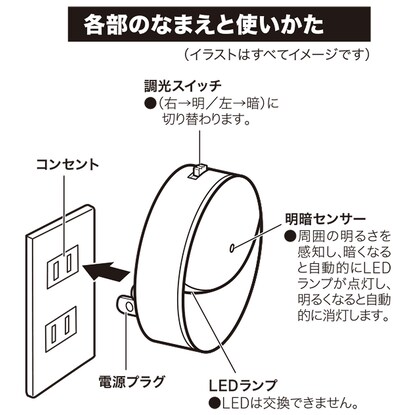 明暗センサー付きLEDナイトライト 2個入り [3]