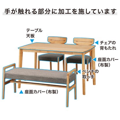 ダイニングテーブル5点セット（DTアルナスDF180LBR/ダイニングチェアアルナス/ベンチアルナスGY) [3]