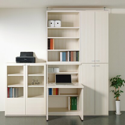 木製書庫(両開き板戸 鍵付 SHELF KFS-74 WW) [3]