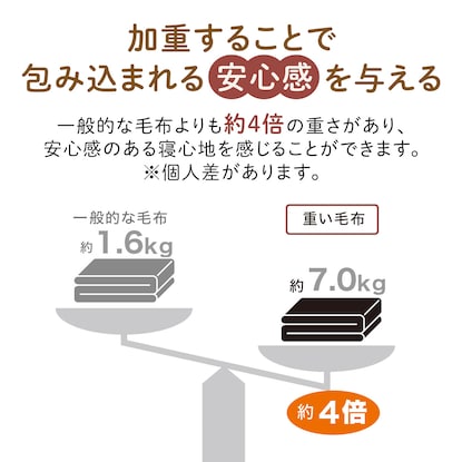 ひもなしらくらくカバー付き　重い毛布(7.0kg)　シングル(Nグリップ7.0 GY A2313) [5]