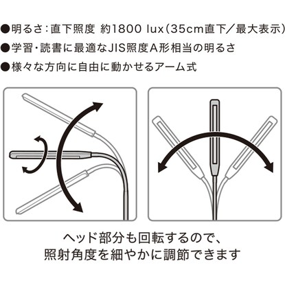 LEDデスクライト(YP405DL ホワイト) 【小型家電リサイクル回収券有 ※ニトリネット限定】 [3]