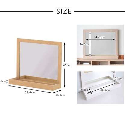 デスクや玄関に便利な大型卓上ミラー（ナチュラル） [2]